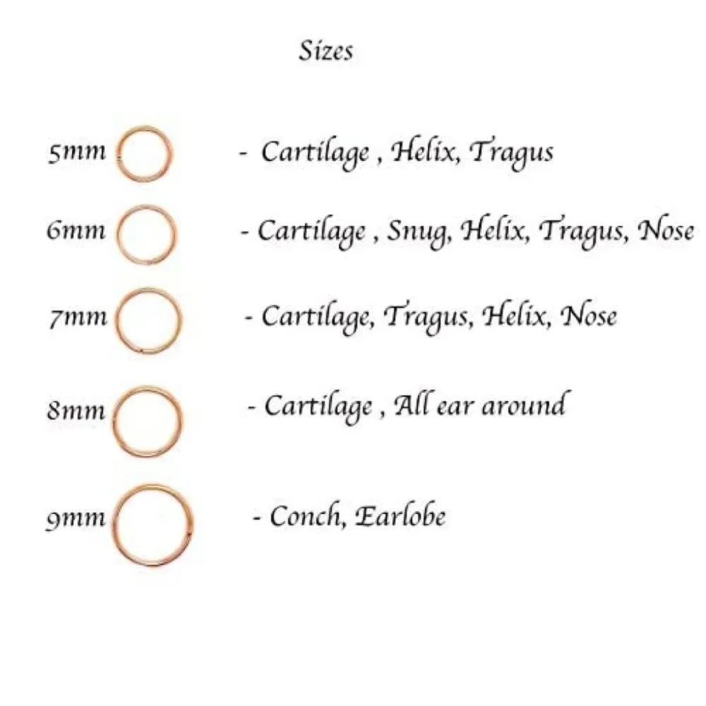 14K Rose Gold Filled Multi Size Open Piercing Hoops Cartilage Helix Tragus - Picture 7 of 7